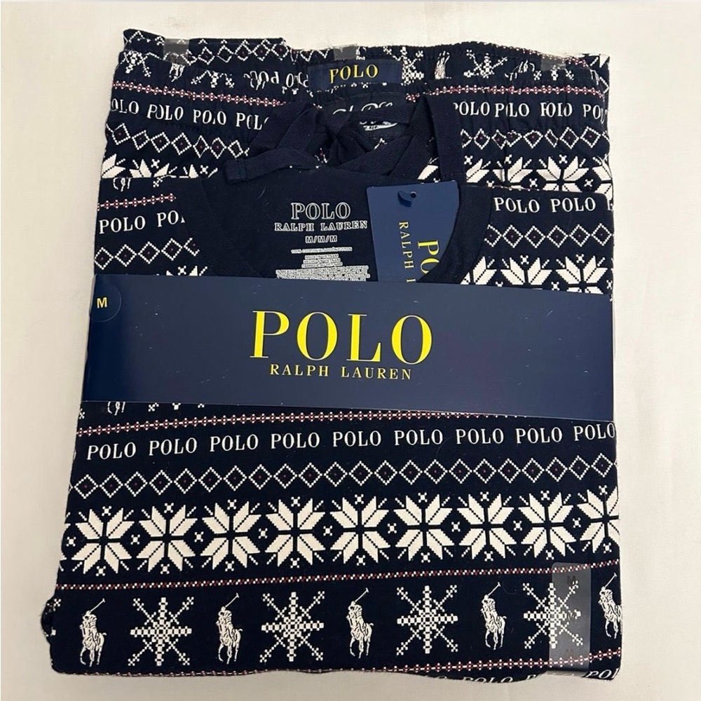 Ralph Lauren Men's Navy and White Patterned pj set